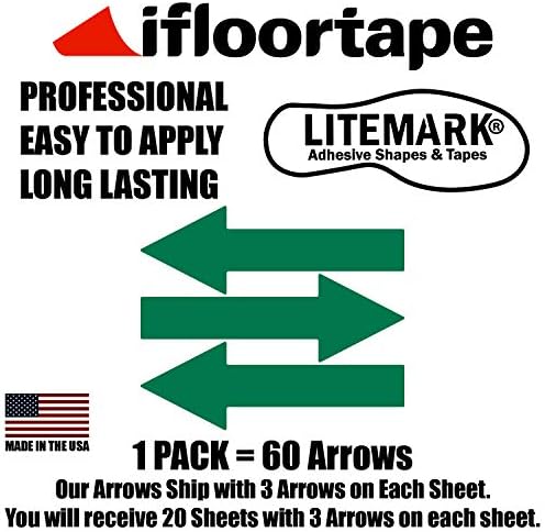 LiteMark 7 שנים מקורה/ירוק חיצוני צר מדבקות חץ 10 אינץ 'מדבקות ויניל | רצפות, שלטים ומשטחים חלקים |